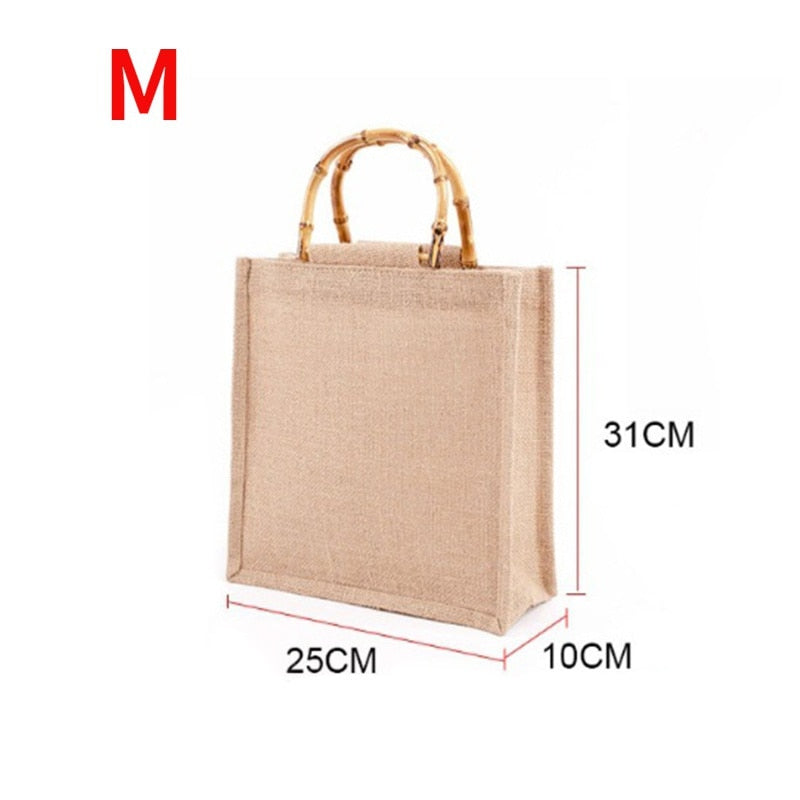 Bamboo Handy Jute Tote Bag