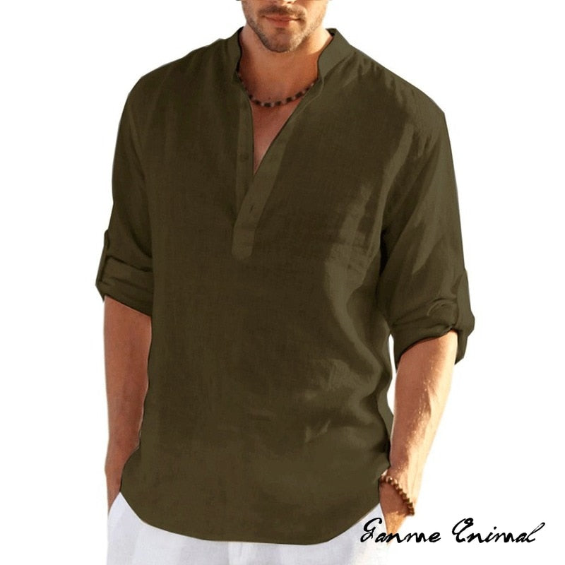 Men's Linen Long Sleeve T-Shirt