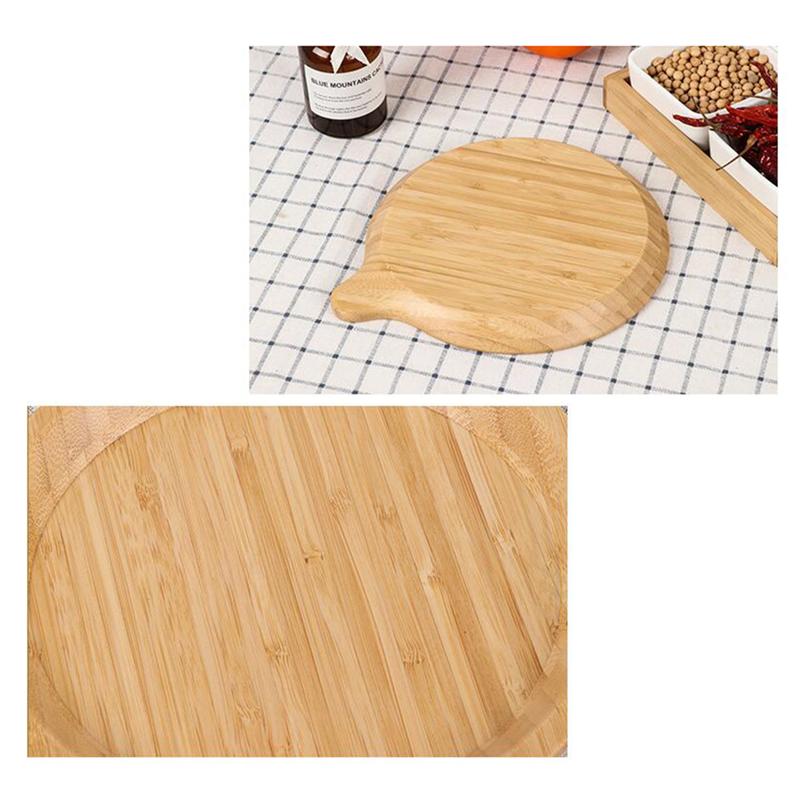 Round Shape Bamboo Dessert Pan Plate with Handle