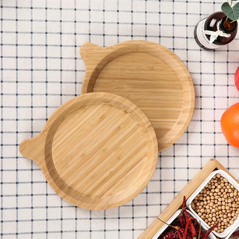 Round Shape Bamboo Dessert Pan Plate with Handle