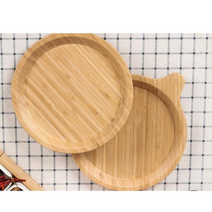 Round Shape Bamboo Dessert Pan Plate with Handle